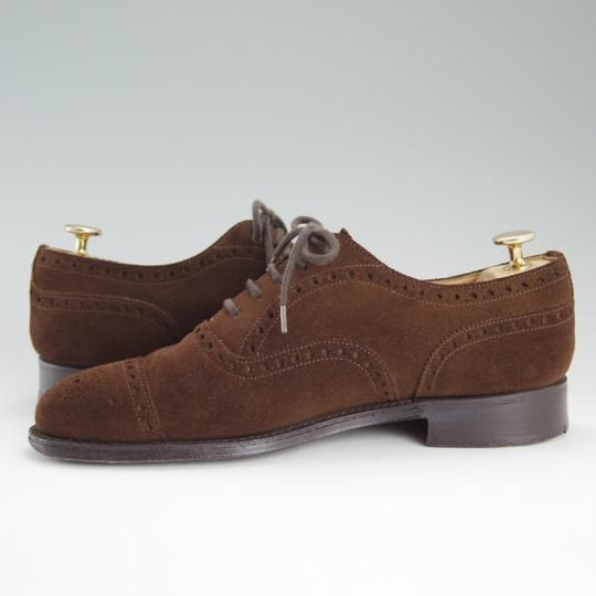 極上★チャーチ 60F/UK6【貴重★100ラスト/DIPLOMAT/ディプロマット】4都市ロゴ/セミブローグ/スエード/濃茶/メンズ/Church's★d745