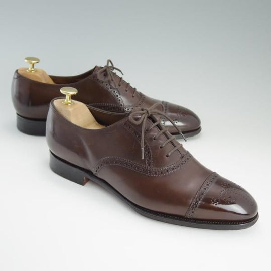 美品★エドワードグリーン UK6.5程度/7.5C【定価￥171,720-★アスキス/Asquith/82ラスト】セミブローグ/カーフ/濃茶/EDWARD GREEN★d747