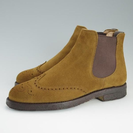 美品★(英)チーニー 6E【★サイドゴアブーツ/REGENT/175ラスト】ウイングチップ/スエード/茶/マラッカ/MARACCA/メンズ/CHEANEY★d748