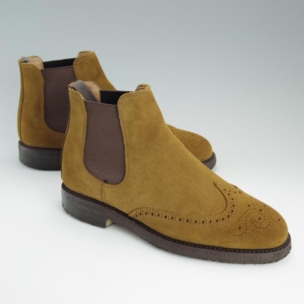 美品★(英)チーニー 6E【★サイドゴアブーツ/REGENT/175ラスト】ウイングチップ/スエード/茶/マラッカ/MARACCA/メンズ/CHEANEY★d748