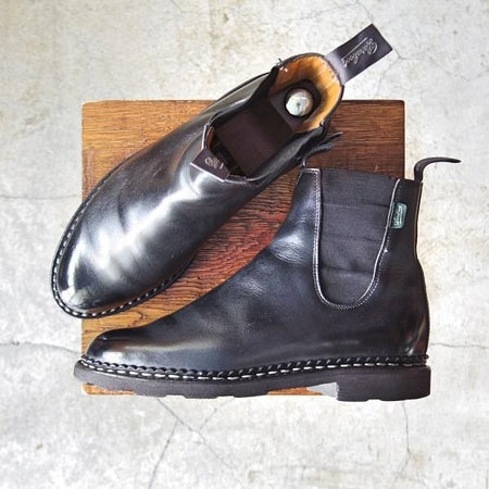 極上★パラブーツ SIZE 6【貴重★サイドゴアブーツ/MANEGE】グリフソール/リスレザー/黒/NOIR/メンズ/Paraboot★d749