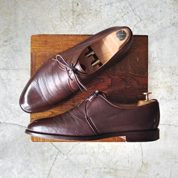 美品★Oriental/オリエンタル SIZE 7.5【貴重★鹿革/ワールドフットウェアギャラリー取扱】CALMAN/1220ラスト/Vフロント/茶/メンズ★d755