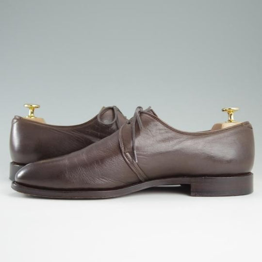 美品★Oriental/オリエンタル SIZE 7.5【貴重★鹿革/ワールドフットウェアギャラリー取扱】CALMAN/1220ラスト/Vフロント/茶/メンズ★d755