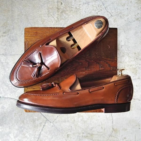 極上★クロケット&ジョーンズ UK10.5/US11D【貴重★茶/コードバン/ラルフローレン別注】タッセルローファー/メンズ/Crockett&Jones★d760