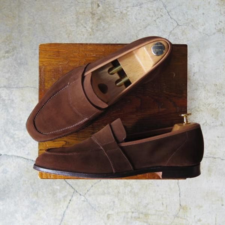 極上★クロケット&ジョーンズ 8E【貴重★(英)ジョージクレバリー別注/ローファー】306ラスト/スエード/濃茶/メンズ/Crockett&Jones★d761