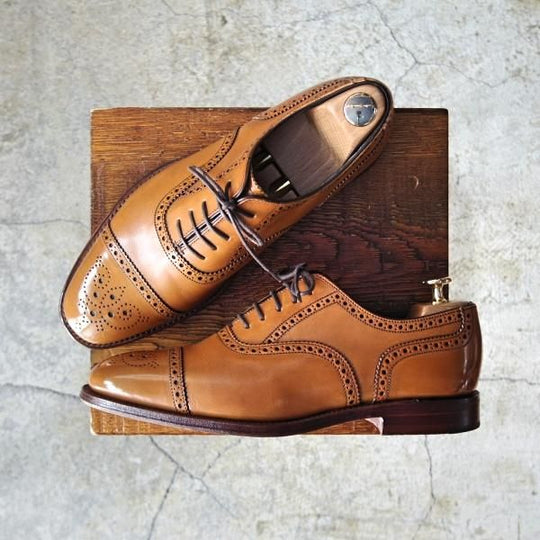 極美品★(英)Loake/ローク 7F【★(英)Herring Shoes別注/ハムステッド】HAMPSTEAD/026ラスト/セミブローグ/カーフ/茶/ヘリング★d774