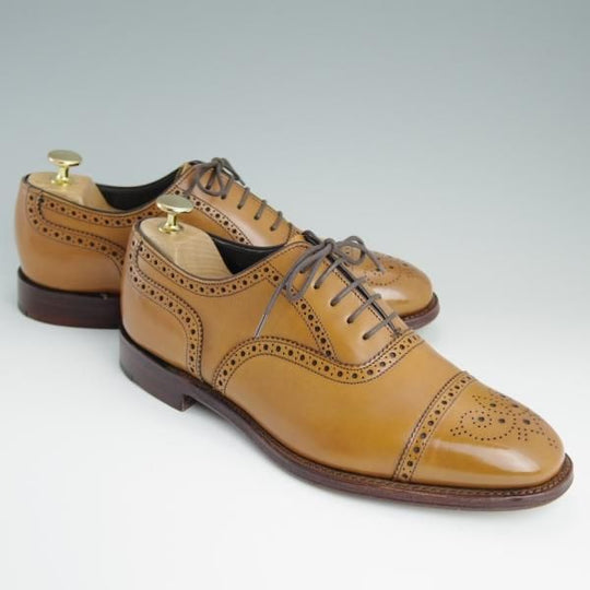 極美品★(英)Loake/ローク 7F【★(英)Herring Shoes別注/ハムステッド】HAMPSTEAD/026ラスト/セミブローグ/カーフ/茶/ヘリング★d774