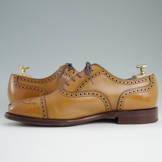 極美品★(英)Loake/ローク 7F【★(英)Herring Shoes別注/ハムステッド】HAMPSTEAD/026ラスト/セミブローグ/カーフ/茶/ヘリング★d774