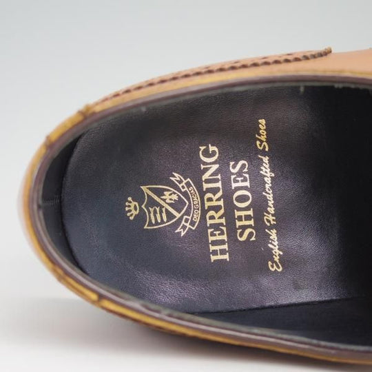 極美品★(英)Loake/ローク 7F【★(英)Herring Shoes別注/ハムステッド】HAMPSTEAD/026ラスト/セミブローグ/カーフ/茶/ヘリング★d774