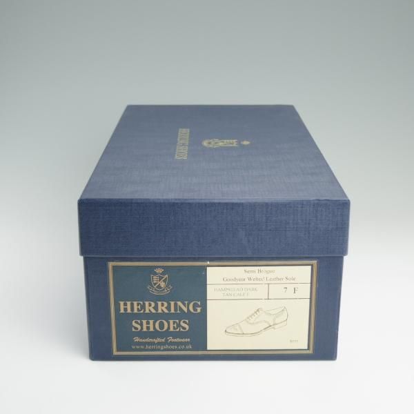 極美品★(英)Loake/ローク 7F【★(英)Herring Shoes別注/ハムステッド】HAMPSTEAD/026ラスト/セミブローグ/カーフ/茶/ヘリング★d774