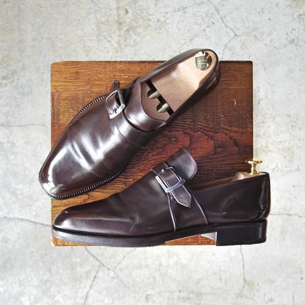 極上★(伊)ステファノベーメル SIZE 39.5【定価￥216,000-★モンクストラップ/スリッポン】カーフ/濃茶/ベーメル/Stefano Bemer★d782