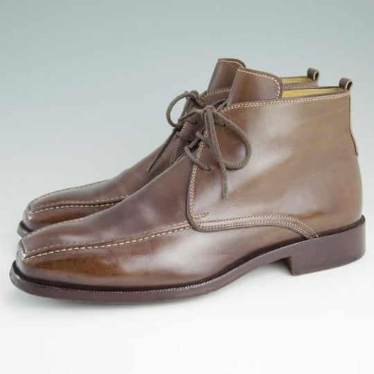 極上★(伊)ステファノ・ブランキーニ UK6.5程度【★チャッカブーツ/Uチップ】カーフ/茶/メンズ/STEFANO BRANCHINI★d783