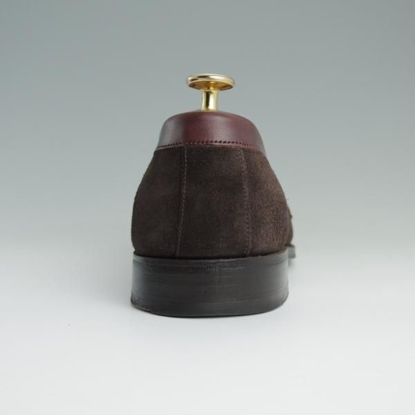 美品★(英)チーニー 6.5F【貴重★コンビ仕様/HARDWICK】5203ラスト/コインローファー/スエード×カーフ/赤茶×濃茶/メンズ/CHEANEY★d786