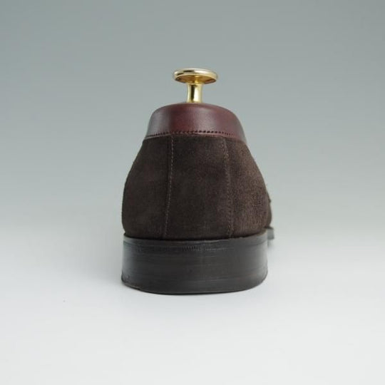 美品★(英)チーニー 6.5F【貴重★コンビ仕様/HARDWICK】5203ラスト/コインローファー/スエード×カーフ/赤茶×濃茶/メンズ/CHEANEY★d786