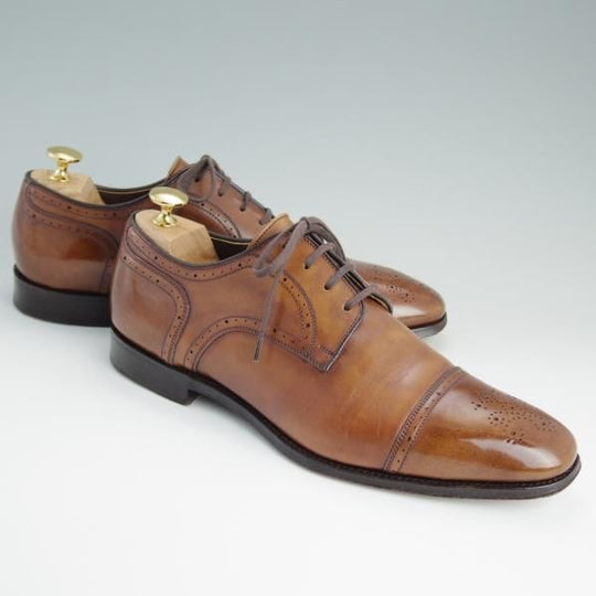 極上★チャーチ 65F/UK6.5【上級★Exclusive Cllection/ベティスカーフ/119ラスト】Taunton/セミブローグ/茶/メンズ/Church's★d789