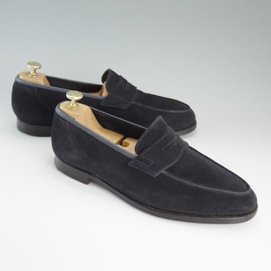 極上★クロケット&ジョーンズ 8.5E【★RICHMOND/リッチモンド】314ラスト/コインローファー/スエード/紺/メンズ/Crockett&Jones★d795