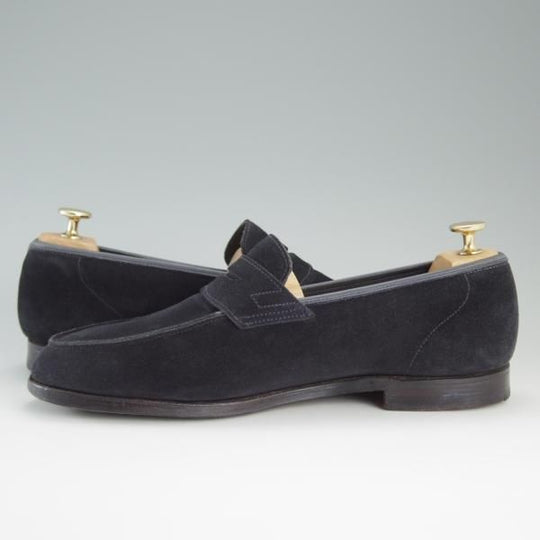 極上★クロケット&ジョーンズ 8.5E【★RICHMOND/リッチモンド】314ラスト/コインローファー/スエード/紺/メンズ/Crockett&Jones★d795