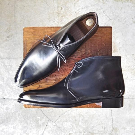 極美品★シェットランドフォックス SIZE 8【定価￥52,500-★ナイツブリッジ/3039SF】チャッカブーツ/黒/メンズ/SHETLAND FOX★d797