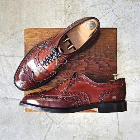 美品★(米)アレンエドモンズ 7.5E【貴重★コードバン仕様/マホガニー〜赤茶系】CAMBRIDGE/フルブローグ/メンズ/ALLEN EDMONDS★d808