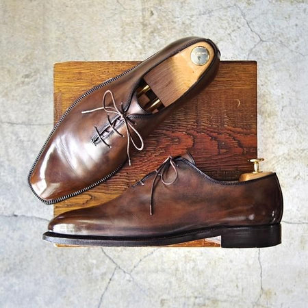 美品★(伊)ストール・マンテラッシ SIZE 42.5【貴重★ホールカット/プレーントゥ】カーフ/濃茶/メンズ/SUTOR MANTELLASSI★d811