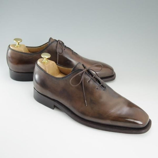 美品★(伊)ストール・マンテラッシ SIZE 42.5【貴重★ホールカット/プレーントゥ】カーフ/濃茶/メンズ/SUTOR MANTELLASSI★d811