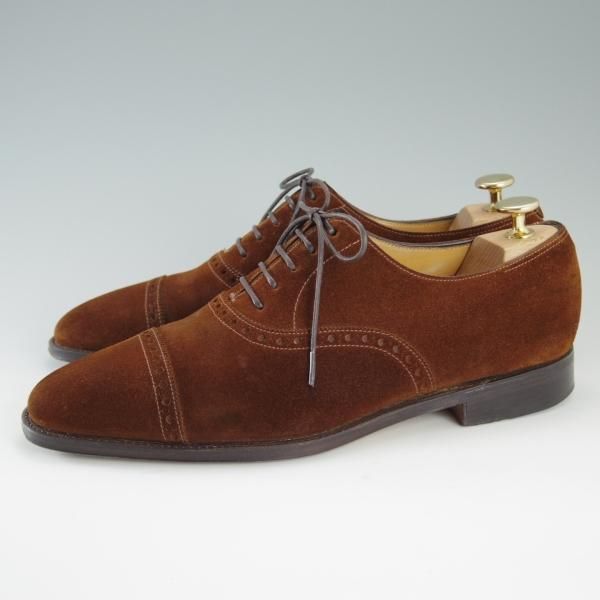 極上★ジョンロブ 6.5E【貴重★AVON/8000ラスト】クォーターブローグ/スエード/茶/メンズ/JOHN LOBB★d812