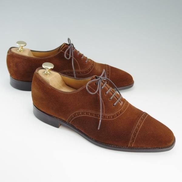 極上★ジョンロブ 6.5E【貴重★AVON/8000ラスト】クォーターブローグ/スエード/茶/メンズ/JOHN LOBB★d812