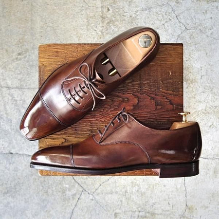 未使用★クロケット&ジョーンズ 7.5D【定価￥96,120-★ハンドグレードライン/WILTON】ストレートチップ/茶/カーフ/Crockett&Jones★d814