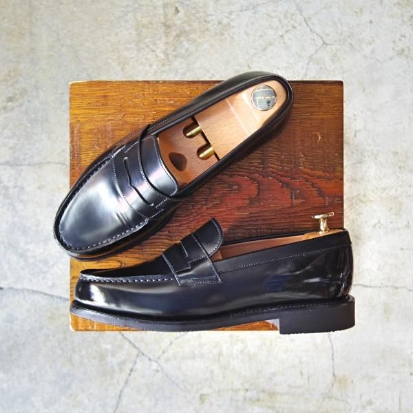 極美品★(英)アルフレッド・サージェント UK5.5【貴重★(仏)BOWEN別注/ボーウェン】コインローファー/黒/メンズ/Alfred Sargent★d828