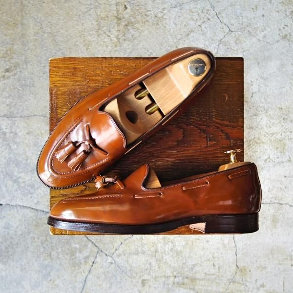 極上★チャーチ 75F/UK7.5【旧チャーチ★ブックバインダーカーフ/KEATS】3都市ロゴ/93ラスト/タッセルローファー/メンズ/Church's★d830