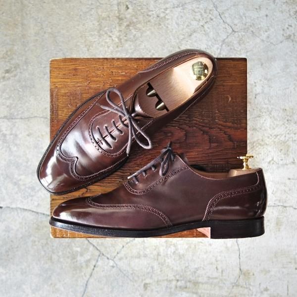 美品★クロケット&ジョーンズ 6.5E【貴重★(英)ジョージクレバリー別注/クォーターブローグ】茶/GEORGE CLEVERLEY/Crockett&Jones★d833