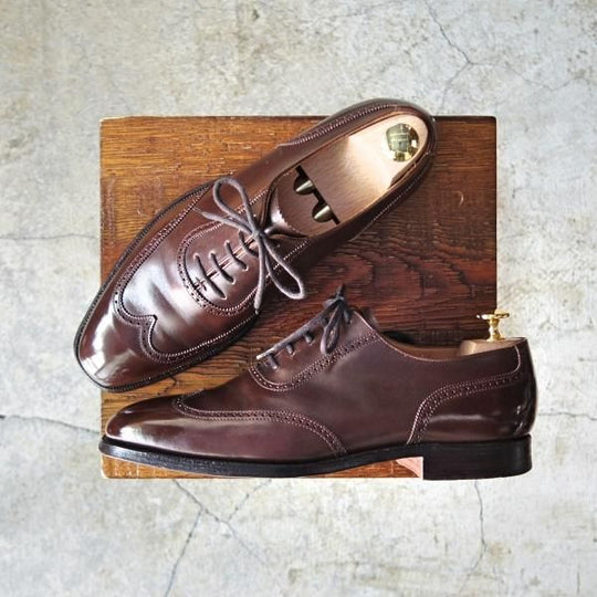 美品★クロケット&ジョーンズ 6.5E【貴重★(英)ジョージクレバリー別注/クォーターブローグ】茶/GEORGE CLEVERLEY/Crockett&Jones★d833