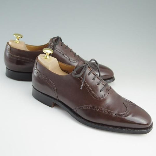 美品★クロケット&ジョーンズ 6.5E【貴重★(英)ジョージクレバリー別注/クォーターブローグ】茶/GEORGE CLEVERLEY/Crockett&Jones★d833