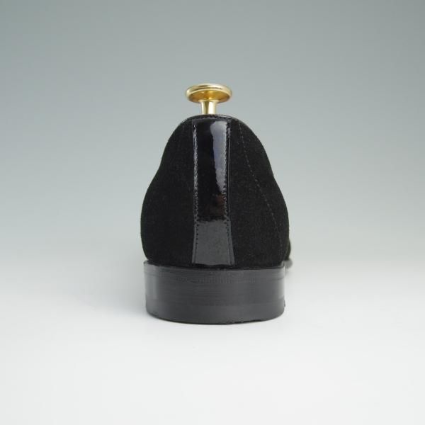 極美品★(伊)サントーニ SIZE 5.5【貴重★ベルジャンシューズ/スリッポン】スエード/黒/メンズ/リボンローファー/Santoni★d835