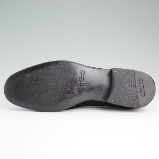 極美品★(伊)サントーニ SIZE 5.5【貴重★ベルジャンシューズ/スリッポン】スエード/黒/メンズ/リボンローファー/Santoni★d835