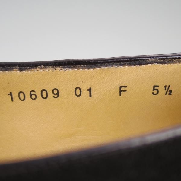 極美品★(伊)サントーニ SIZE 5.5【貴重★ベルジャンシューズ/スリッポン】スエード/黒/メンズ/リボンローファー/Santoni★d835