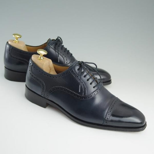 極美品★(スペイン製)マグナーニ SIZE 39【★ボロネーゼ製法/クォーターブローグ】12919/カーフ/紺/メンズ/MAGNANNI★d836