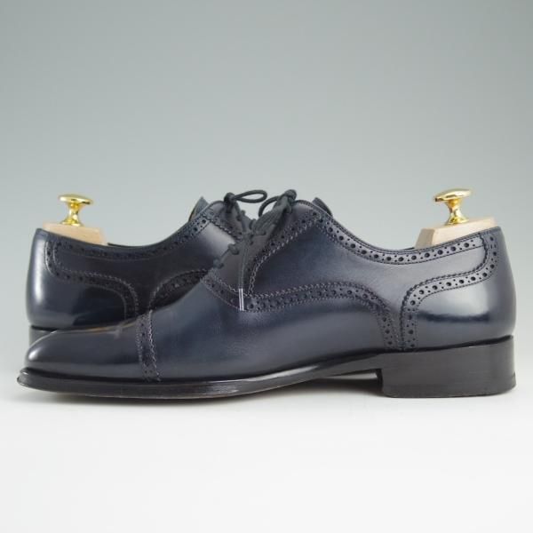 極美品★(スペイン製)マグナーニ SIZE 39【★ボロネーゼ製法/クォーターブローグ】12919/カーフ/紺/メンズ/MAGNANNI★d836