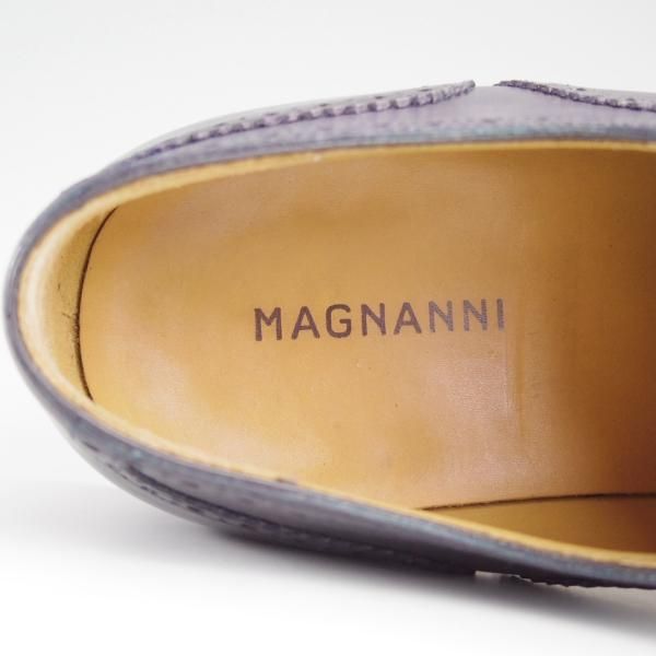 極美品★(スペイン製)マグナーニ SIZE 39【★ボロネーゼ製法/クォーターブローグ】12919/カーフ/紺/メンズ/MAGNANNI★d836