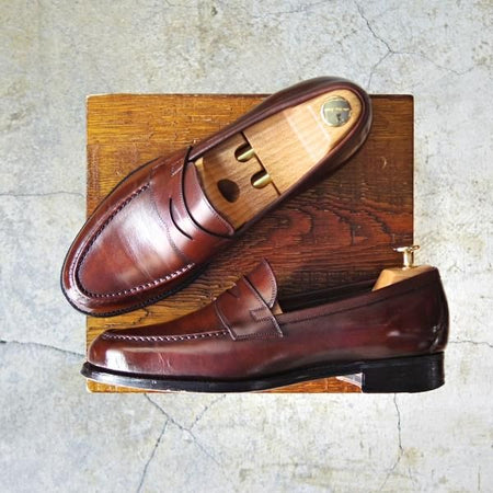 極上★三陽山長 SIZE 8【定価￥73,440-★弥五郎/R2013ラスト】コインローファー/スリッポン/カーフ/茶/メンズ/SanyoYamacho★d837