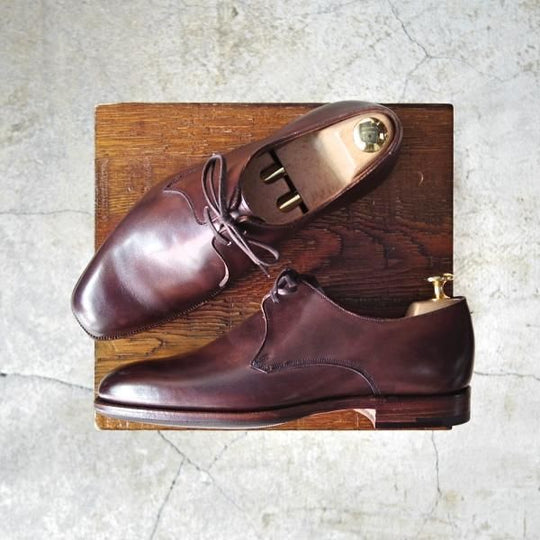 未使用★(英)グレンソン SIZE 5.5程度【最上級★マスターピース/特別オーダー品】プレーントゥ/Vフロント/カーフ/茶/GRENSON★d839