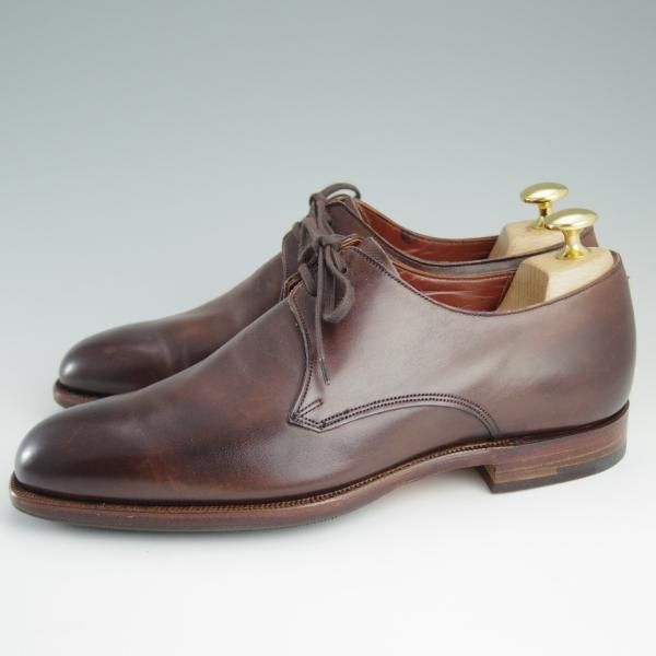 未使用★(英)グレンソン SIZE 5.5程度【最上級★マスターピース/特別オーダー品】プレーントゥ/Vフロント/カーフ/茶/GRENSON★d839