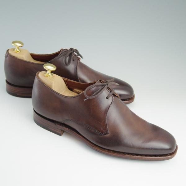 未使用★(英)グレンソン SIZE 5.5程度【最上級★マスターピース/特別オーダー品】プレーントゥ/Vフロント/カーフ/茶/GRENSON★d839