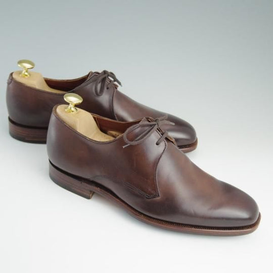 未使用★(英)グレンソン SIZE 5.5程度【最上級★マスターピース/特別オーダー品】プレーントゥ/Vフロント/カーフ/茶/GRENSON★d839