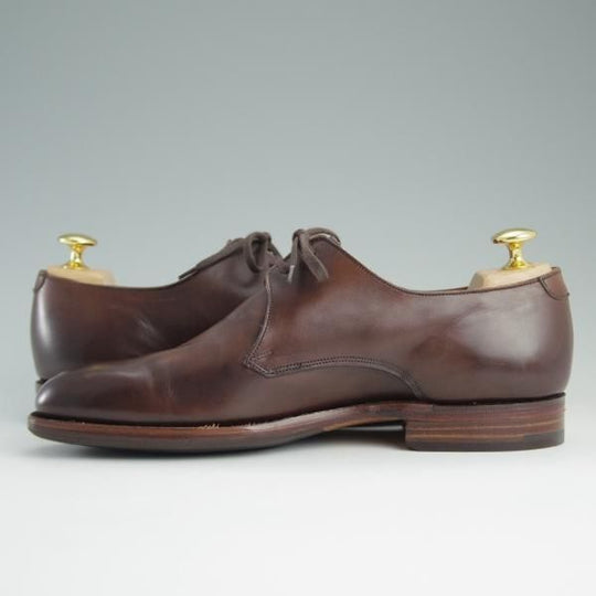 未使用★(英)グレンソン SIZE 5.5程度【最上級★マスターピース/特別オーダー品】プレーントゥ/Vフロント/カーフ/茶/GRENSON★d839