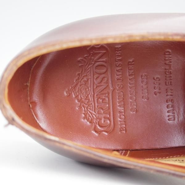 未使用★(英)グレンソン SIZE 5.5程度【最上級★マスターピース/特別オーダー品】プレーントゥ/Vフロント/カーフ/茶/GRENSON★d839