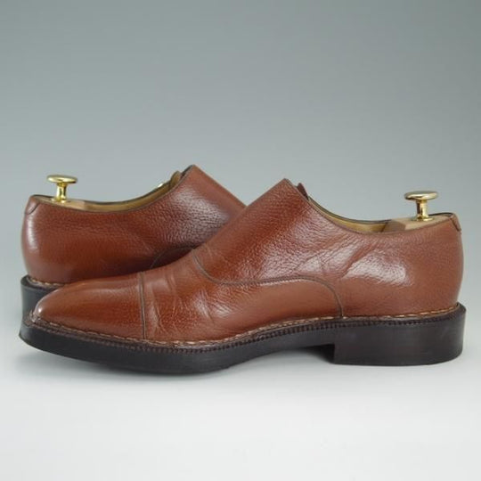 極上★(伊)エンツォ・ボナフェ SIZE 6.5【上級★ノルベジェーゼ製法/サイドモンク】グレインレザー/茶/メンズ/Enzo Bonafe★d841