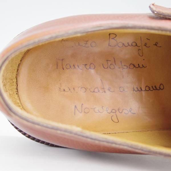 極上★(伊)エンツォ・ボナフェ SIZE 6.5【上級★ノルベジェーゼ製法/サイドモンク】グレインレザー/茶/メンズ/Enzo Bonafe★d841