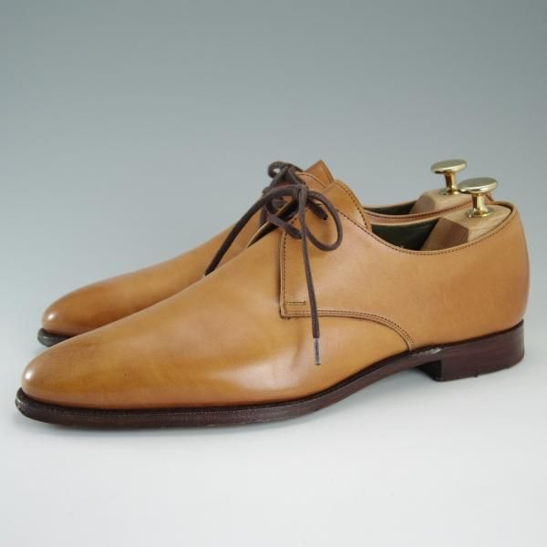 美品★クロケット&ジョーンズ 6E【貴重★360ラスト/トレーディングポスト別注/CRAWLEY】プレーントゥ/カーフ/薄茶/Crockett&Jones★d842