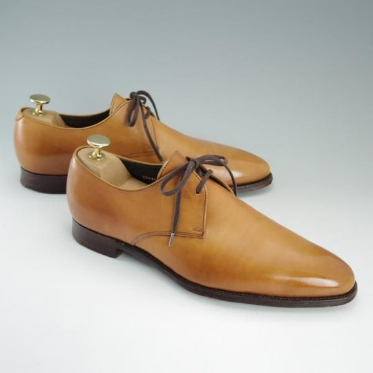 美品★クロケット&ジョーンズ 6E【貴重★360ラスト/トレーディングポスト別注/CRAWLEY】プレーントゥ/カーフ/薄茶/Crockett&Jones★d842